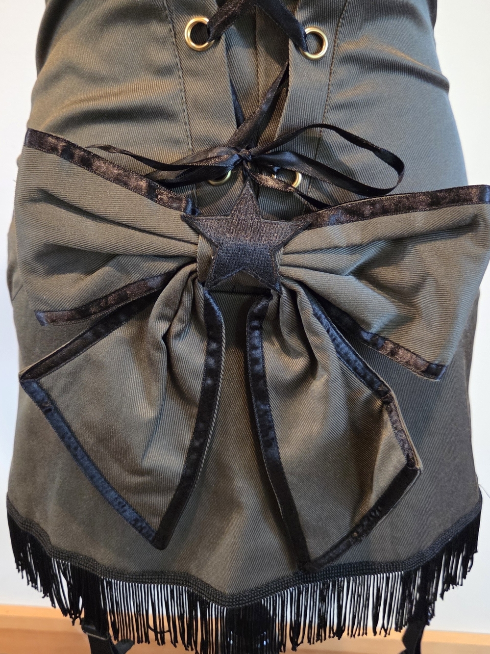 Olive Green Military-Inspired Corset Jacket & Skirt Set - Picture 16 of 16